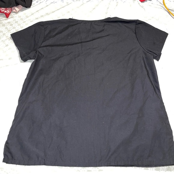 Black V-Neck Scrub Top with Heart Detail - Picture 2 of 3